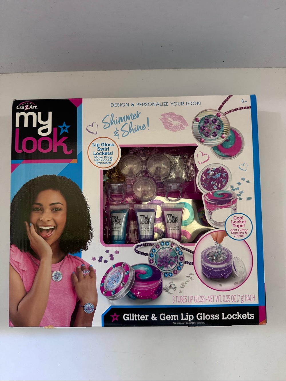 Cra-Z-Art My Look Glitter & Gem Lip Gloss Lockets DIY Kit NIB